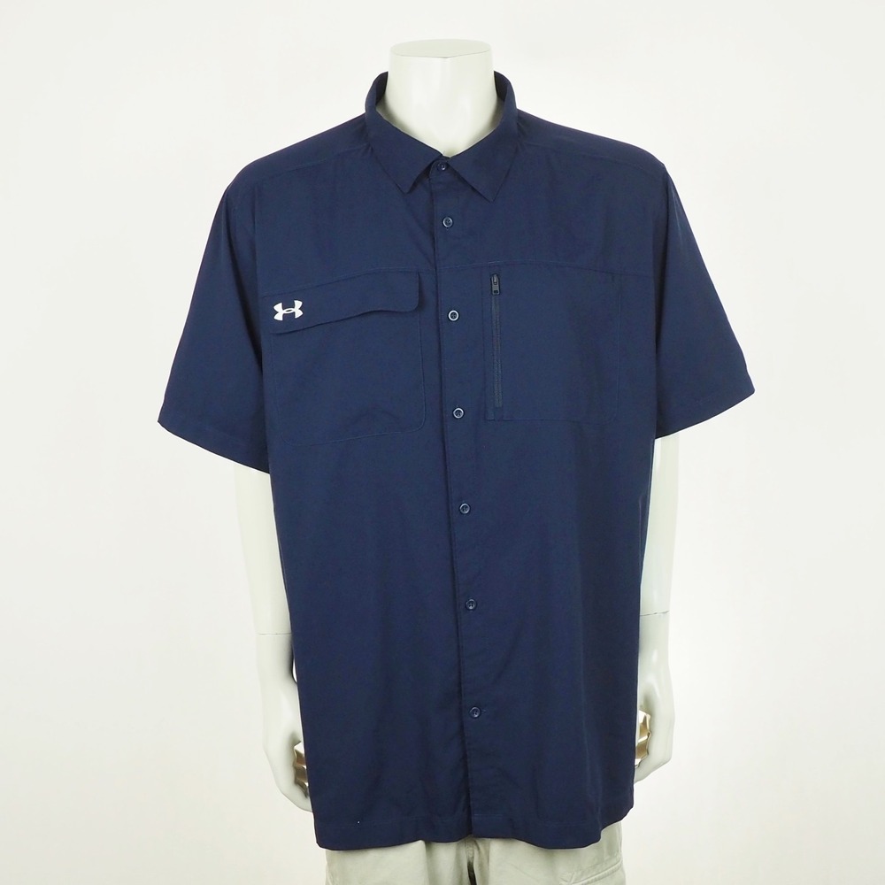 Under Armour UA Motivator Coach's Button Down Shirt Mens 3XL XXXL Navy Blue